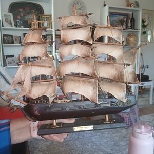 Vintage Ship Model with Sails